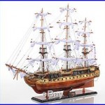 USS Constitution Copper Bottom Old Ironsides Tall Ship Assembled Wooden Model