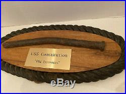USS Constitution Old Ironsides Artifact Large Nail On Display Board