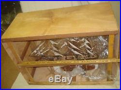 USS Constitution Old Ironsides Wooden Tall Ship Model 29 With Glass Display Case