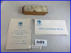 USS Constitution Wood withCOA Museum Boston MA Vintage Military 24H18