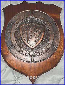 USS Conway DD 507 NOTOR IN ADVERSUM Steel Medal Affixed To Wooden Plaque