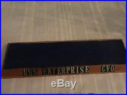 USS Enterprise CV6 Rare Cast Aluminum Model/Ashtray with Wood Display Base