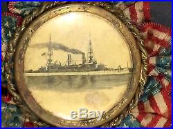 USS Kearsarge Spanish American War Pinback Pin Ribbon Medal Navy Battleship n1