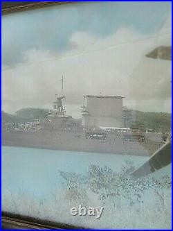 USS Lexington Saratoga Military Aircraft Carrier Real Photo WW2 Colorized Print