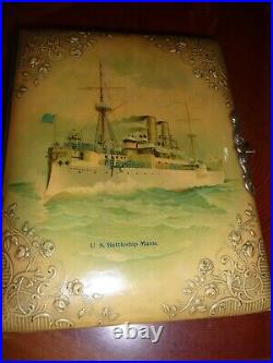 USS MAINE Battleship Celluloid Family Photo Album
