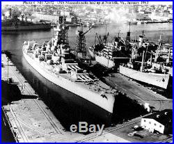 USS MASSACHUSETTS BB-59 NORFOLK JAN 1963 8X10 PHOTO