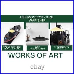 USS MONITOR Civil War Ship Model Handcrafted Ship WithMetal Cannons & Pilothouse