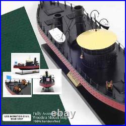 USS MONITOR Civil War Ship Model Handcrafted Ship WithMetal Cannons & Pilothouse