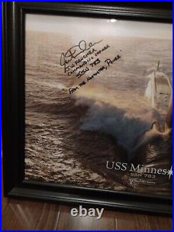 USS Minnesota SSN783 Signed poster Framed Submarine Navy CO Officer Newport News