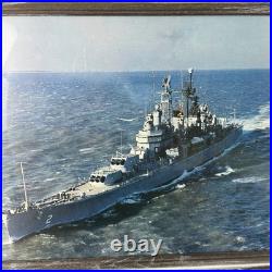 USS Mischer 12x16 Photograph On 18x21 Wood Frame U. S. Navy DL-2 Starboard On Sea