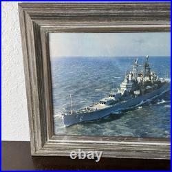 USS Mischer 12x16 Photograph On 18x21 Wood Frame U. S. Navy DL-2 Starboard On Sea