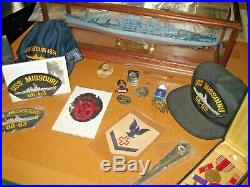 USS Missouri BB-63 WW2 Battleship Model /Original memorabilia medals patches hat