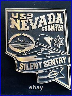 USS Nevada SSBN-733 Solid Brass Plaque