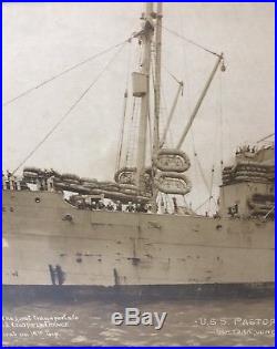 USS PASTORES WWI Framed Photo 1919 New York Transport Navy Ship Photograph