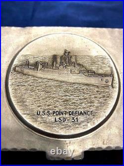 USS Point Defiance LSD-31 US Navy Collection Cruise Book & Flags LOT