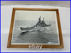 USS Wisconsin BB-64 Official USN Photo Black and White Photo FRAMED 9x10.5