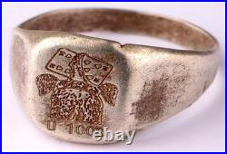 Under-sea boat U1009 Elephant Card U-boat 800 Silver WW2 German ring naval subma