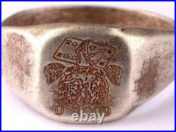 Under-sea boat U1009 Elephant Card U-boat 800 Silver WW2 German ring naval subma