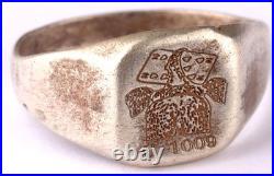 Under-sea boat U1009 Elephant Card U-boat 800 Silver WW2 German ring naval subma