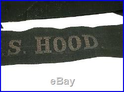 United Kingdom Ww2 H. M. S. Hood Authentic Seaman's Hat Tally Nice Condition B/o