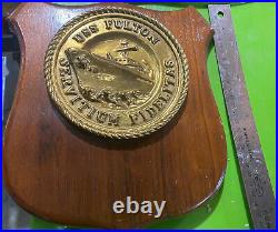 Uss Fulton As-11 Naval Plaque Submarine Tender -heavy Thick Brass Central Emblem