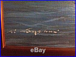 Uss Shangri-la CV 38 Framed Original Oil On Canvas Signed R. Longanesi