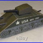 VINTAGE ANTIQUE WOOD WWII 1944 ARMY TANK M5-1261 VERY RARE Wood Commodities Corp