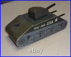 VINTAGE ANTIQUE WOOD WWII 1944 ARMY TANK M5-1261 VERY RARE Wood Commodities Corp
