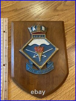 VINTAGE NAUTICAL METAL PLAQUE AUWE British Admiralty Underwater Establishment