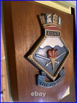 VINTAGE NAUTICAL METAL PLAQUE AUWE British Admiralty Underwater Establishment