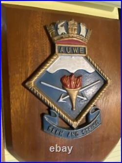 VINTAGE NAUTICAL METAL PLAQUE AUWE British Admiralty Underwater Establishment