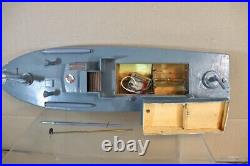 VINTAGE WOODEN BATTERY OPERATED WWII ROYAL NAVY PATROL BOAT PT 107 od