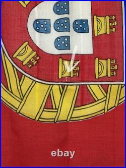 VTG Portugal Ship Flag Sewn Wool Linen Bunting Maritime Ensign 6X4 Wood Toggle