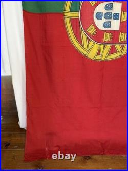 VTG Portugal Ship Flag Sewn Wool Linen Bunting Maritime Ensign 6X4 Wood Toggle