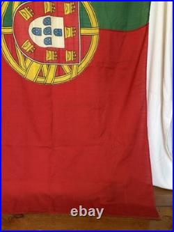 VTG Portugal Ship Flag Sewn Wool Linen Bunting Maritime Ensign 6X4 Wood Toggle