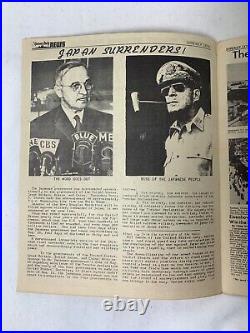 VTG WW2 U. S. S. New Mexico JAPAN SURRENDERS Queens Daily News Milatary