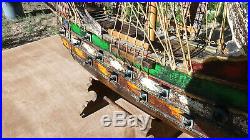 Very Old Model Ship Antique Naval Warship with 22 cannons