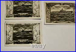 Vintage 1940's postcards USS PIRAHNA USS TORO Season's Greetings Navy