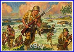Vintage 1940s Patriotic Militaria World War II Print Semper Fidelis Marines Fine