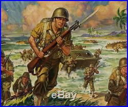 Vintage 1940s Patriotic Militaria World War II WWII Print Semper Fidelis Marines