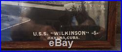Vintage 1950's Framed Photograph USS Wilkinson in Havana Cuba US Navy Destroyer