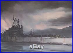 Vintage 1974 R. G. Smith SIGNED 16 x 19 Military Art Print USS Windham County