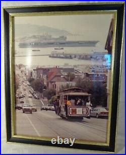 Vintage 1983 framed Photograph USS CARL VINSON San Francisco Bay
