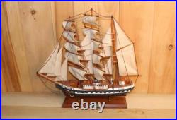 Vintage Belem Sailing Ship Model Solid Hardwood, Hand Painted, Cloth Sails