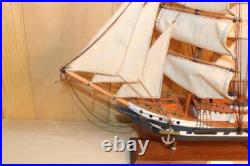 Vintage Belem Sailing Ship Model Solid Hardwood, Hand Painted, Cloth Sails