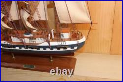 Vintage Belem Sailing Ship Model Solid Hardwood, Hand Painted, Cloth Sails
