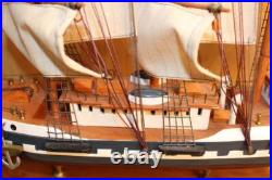 Vintage Belem Sailing Ship Model Solid Hardwood, Hand Painted, Cloth Sails