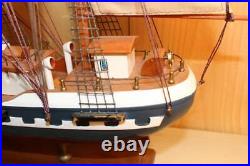 Vintage Belem Sailing Ship Model Solid Hardwood, Hand Painted, Cloth Sails