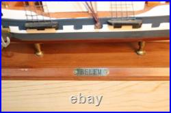Vintage Belem Sailing Ship Model Solid Hardwood, Hand Painted, Cloth Sails
