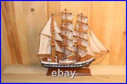 Vintage Belem Sailing Ship Model Solid Hardwood, Hand Painted, Cloth Sails